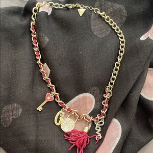 Gold and Red Charm Necklace